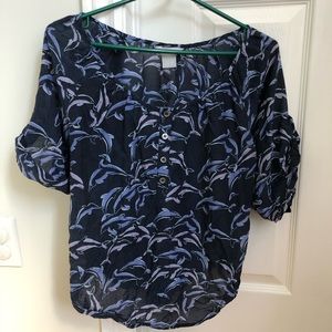Size S chiffon top with dolphin design